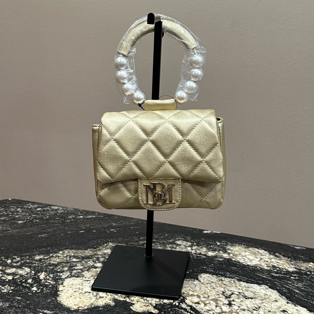 Badgley Mischka Gold Quilted Mini Bag